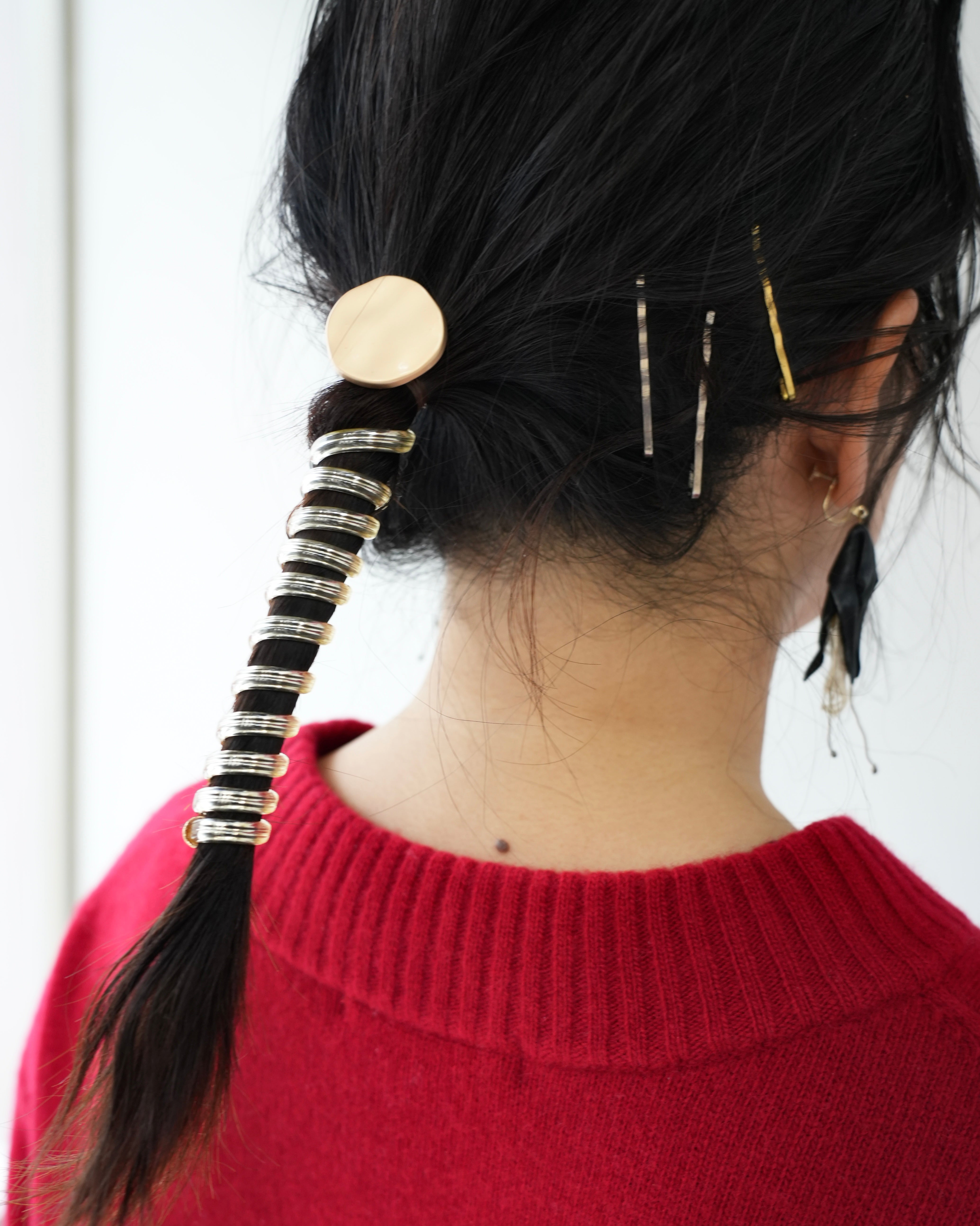 NANA'S☆ピアス ポニーフック バレッタ バレッタ リボン ヘアゴム ポニーフック 大きめ 黒 ヘア