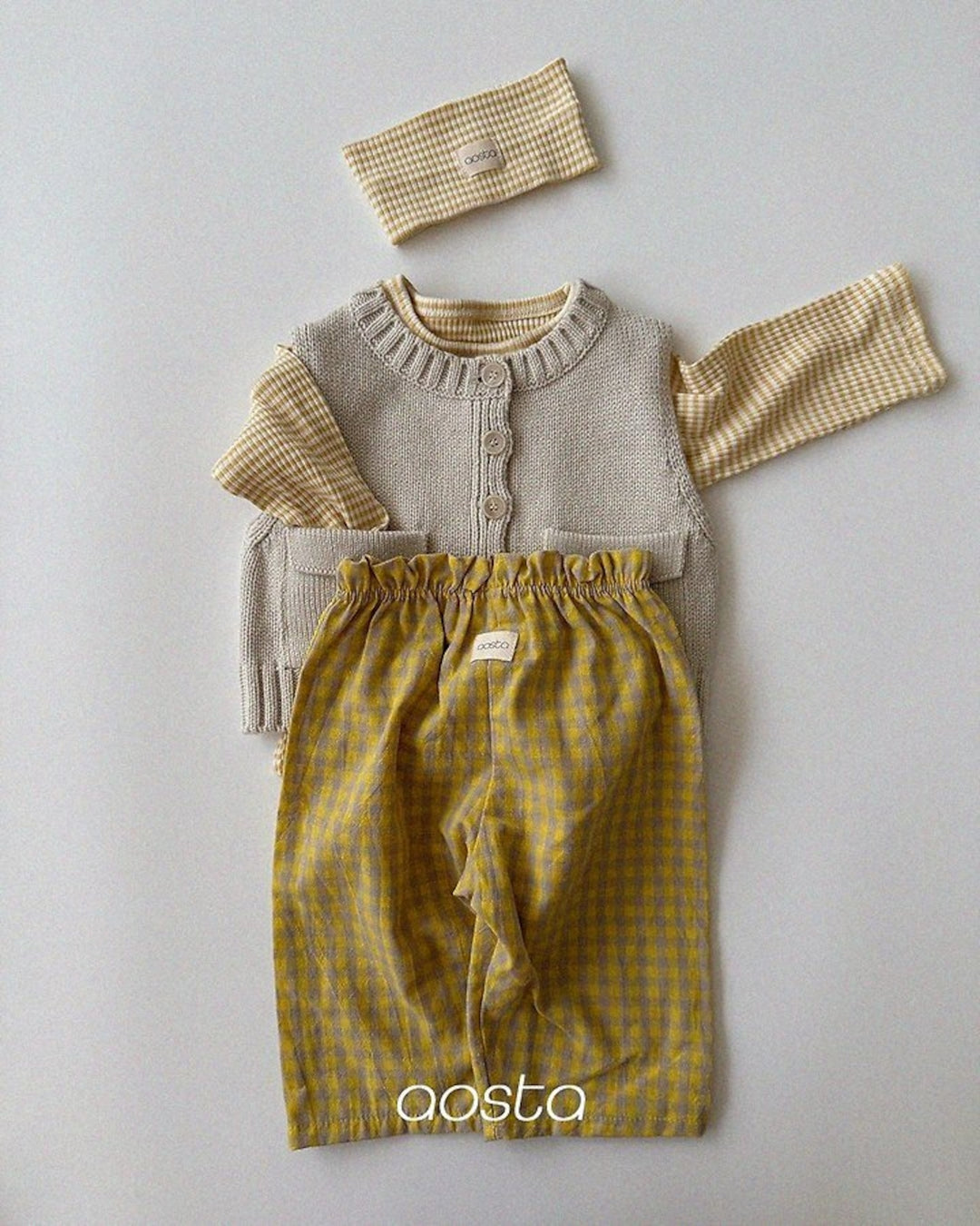 [AOSTA]Caramel Check Pants