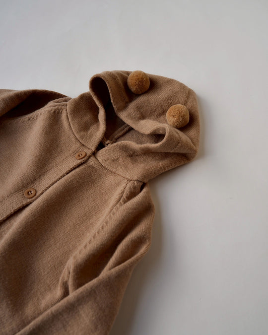 ポンポン耳ニットフーディー