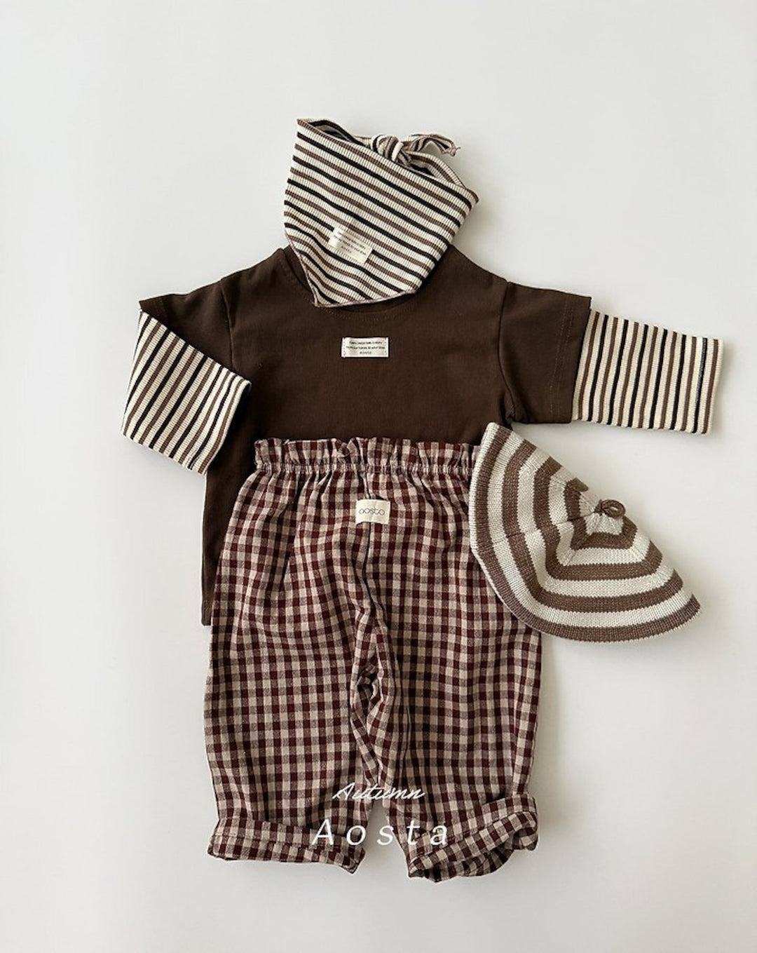 [AOSTA]Caramel Check Pants