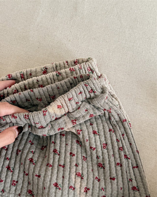 小花柄スカートリブパンツ