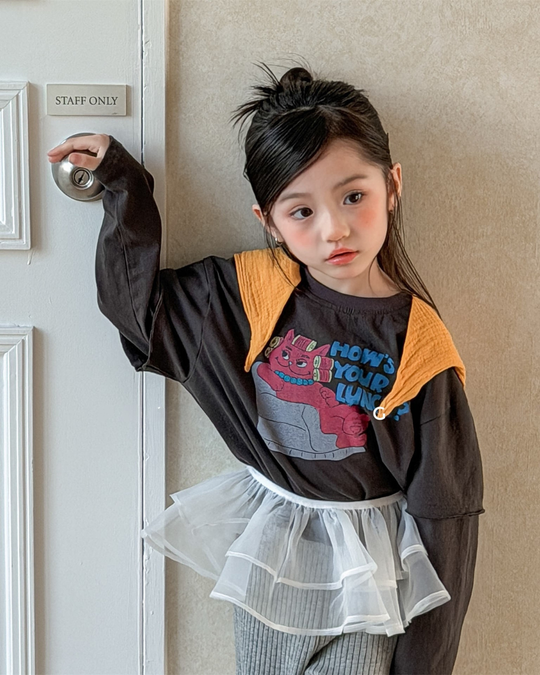 レイヤードショート丈プリントT