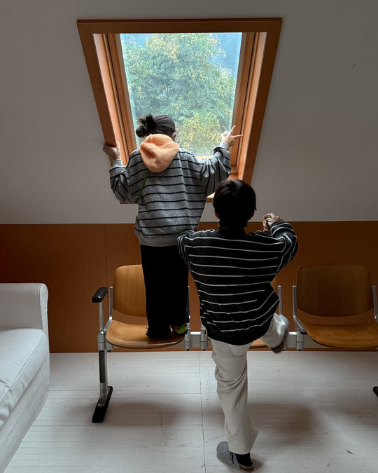 ボーダー裏起毛ニットスウェット