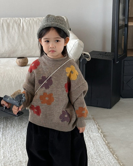 フラワージャガードニット