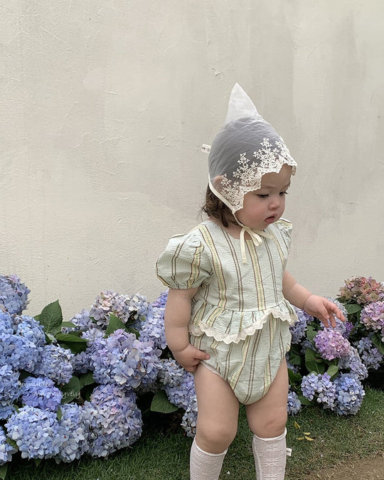 マルチストライプリンクルロンパース