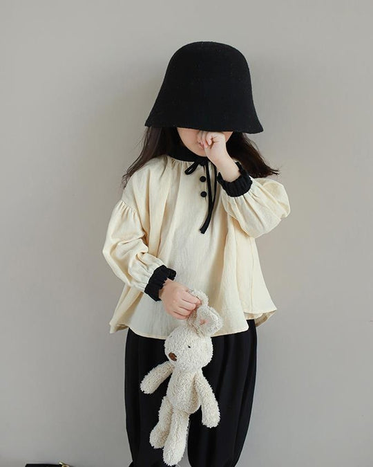 バイカラースモックブラウス