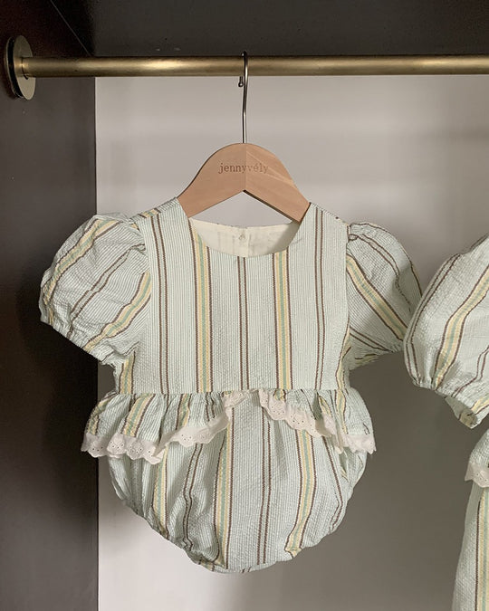 マルチストライプリンクルロンパース