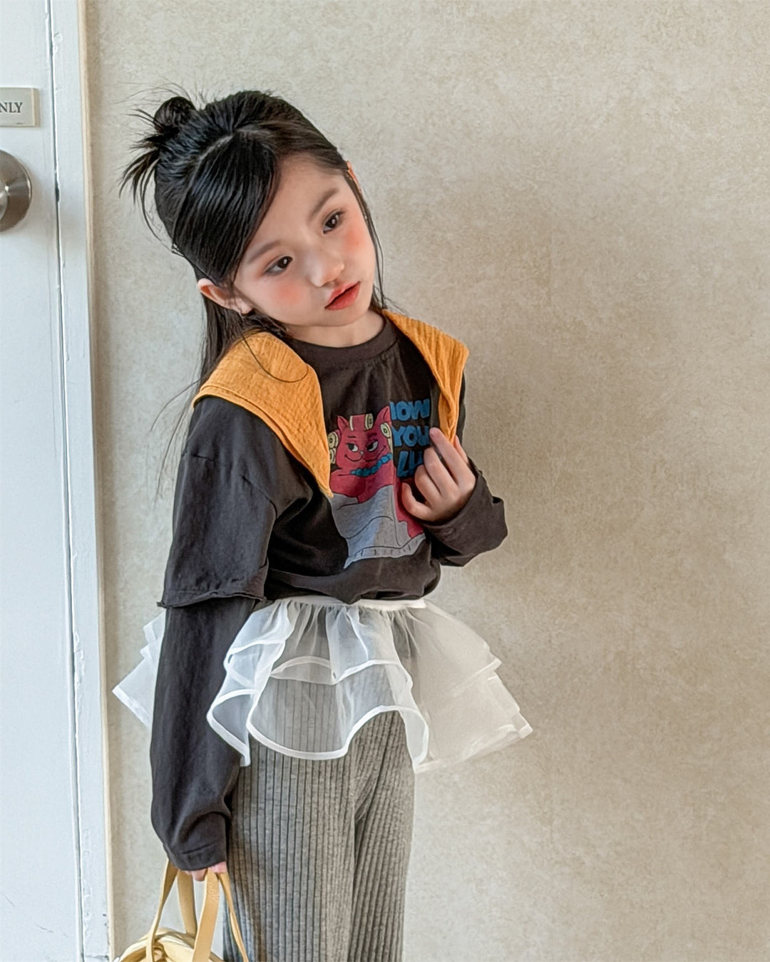 レイヤードショート丈プリントT