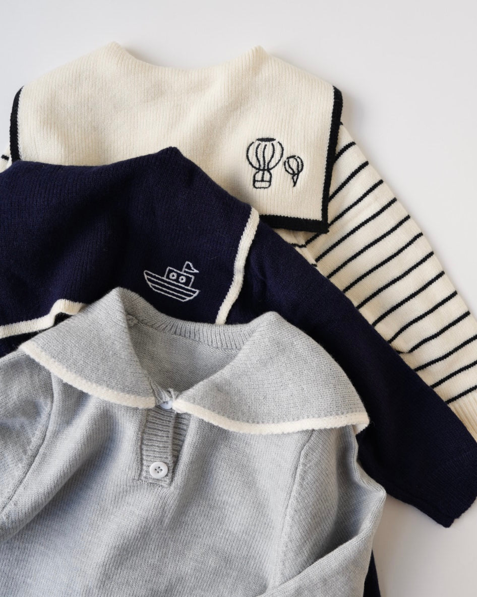 セーラーカラーニットカバーオール