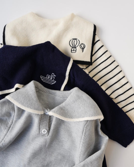 セーラーカラーニットカバーオール