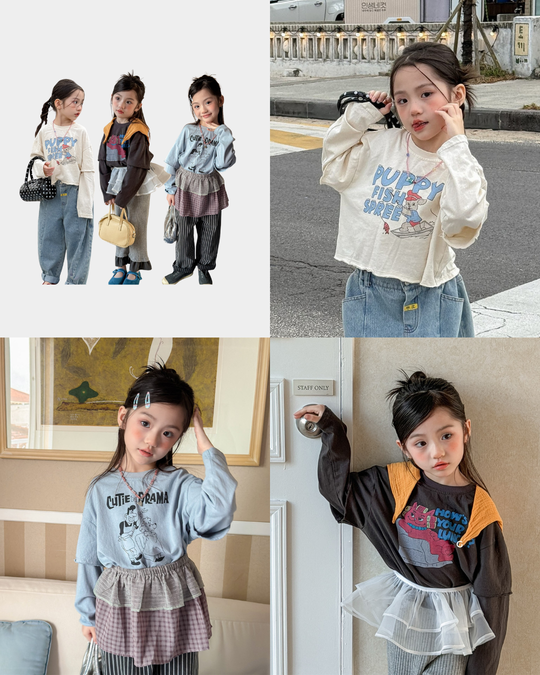 レイヤードショート丈プリントT