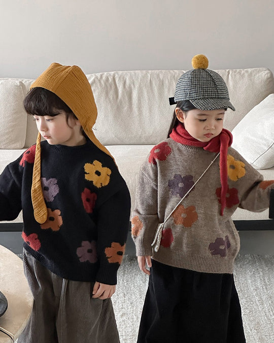 フラワージャガードニット