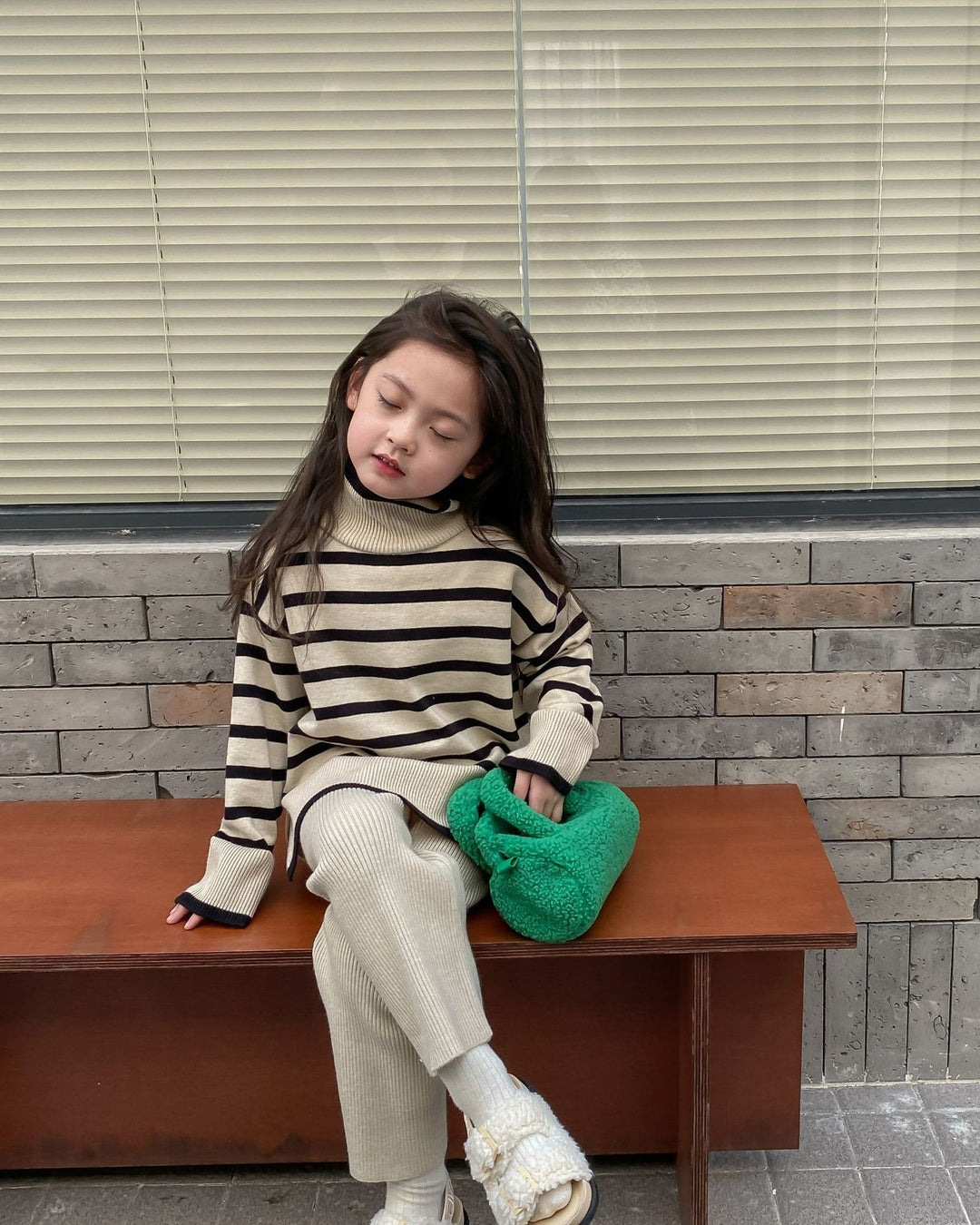 ボーダートップスニットセットアップ