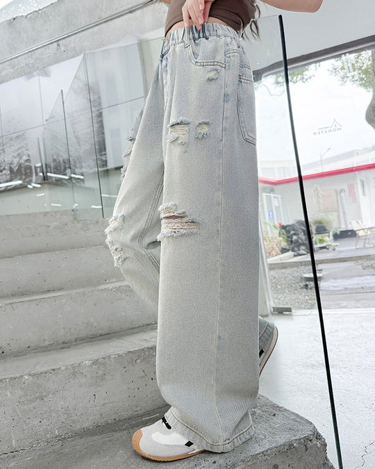クラッシュデニムパンツ.