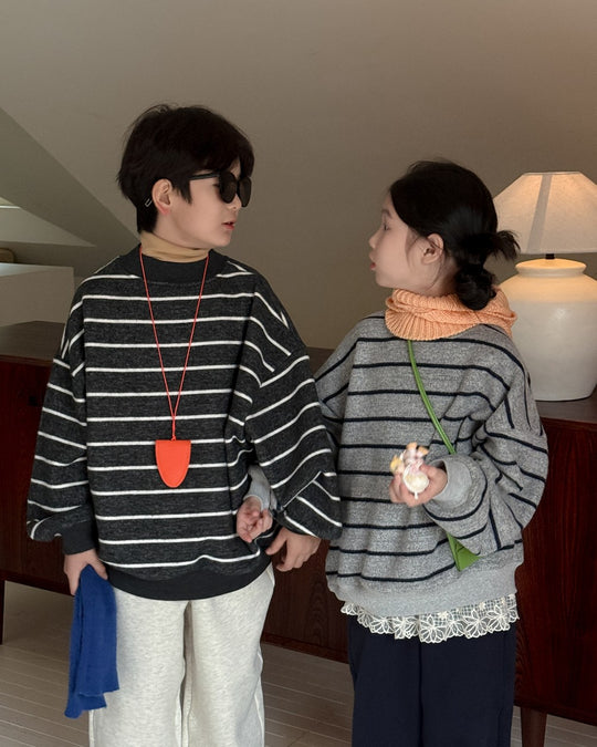 ボーダー裏起毛ニットスウェット