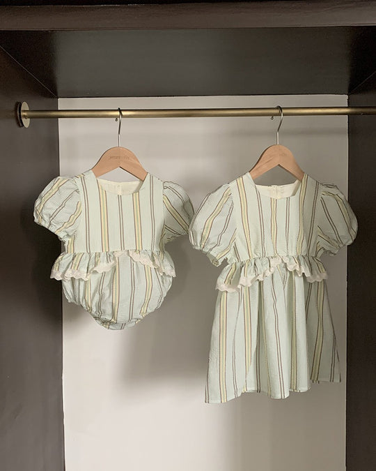 マルチストライプリンクルワンピース