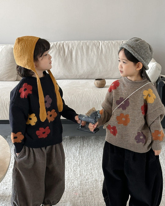 フラワージャガードニット