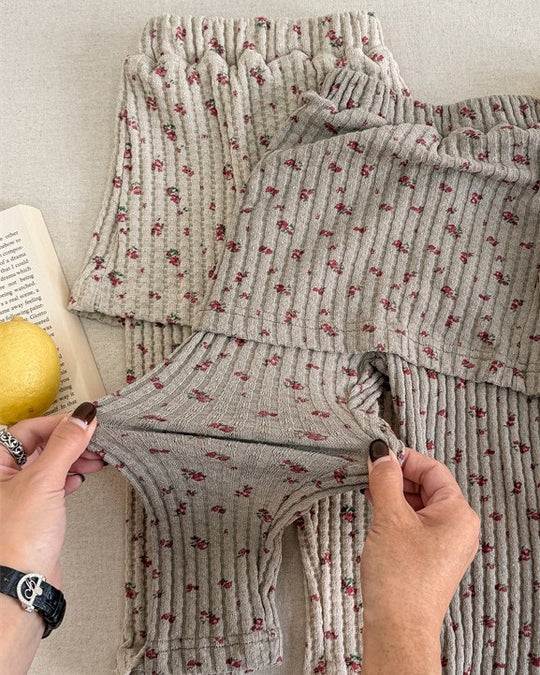 小花柄スカートリブパンツ