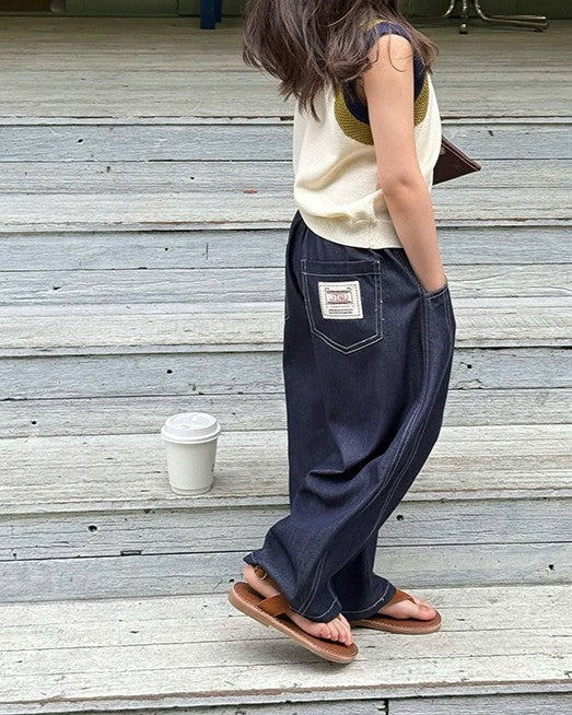 シャンブレーデニムステッチパンツ.