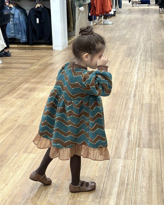 裏起毛ジグザグボアワンピース