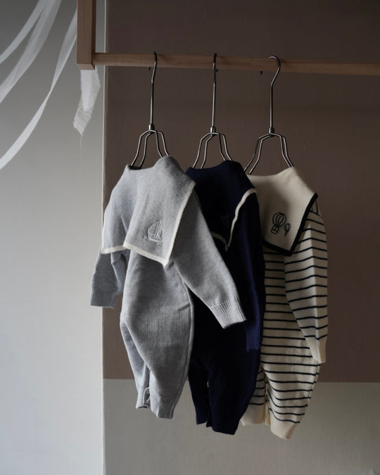 セーラーカラーニットカバーオール