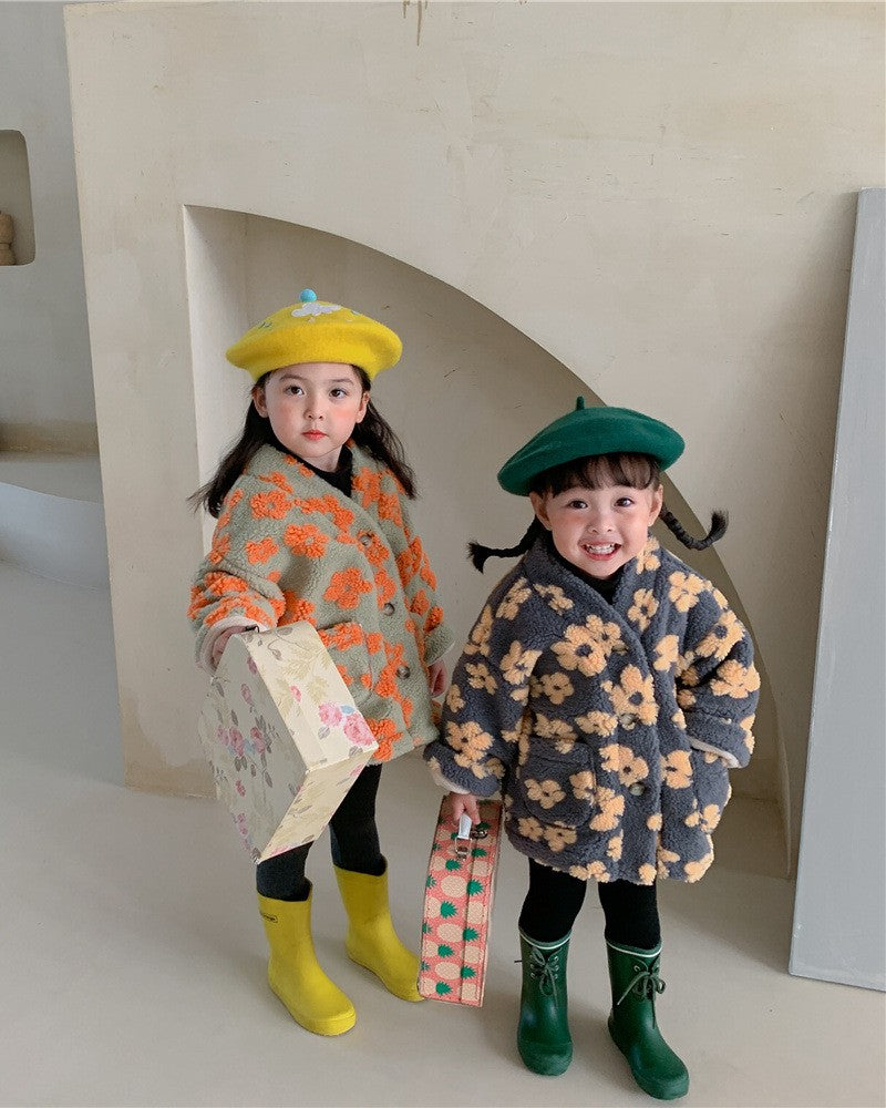 裏起毛フラワーボアV/Nジャケット