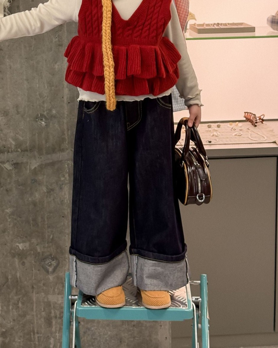 ワイドロールインディゴデニム.