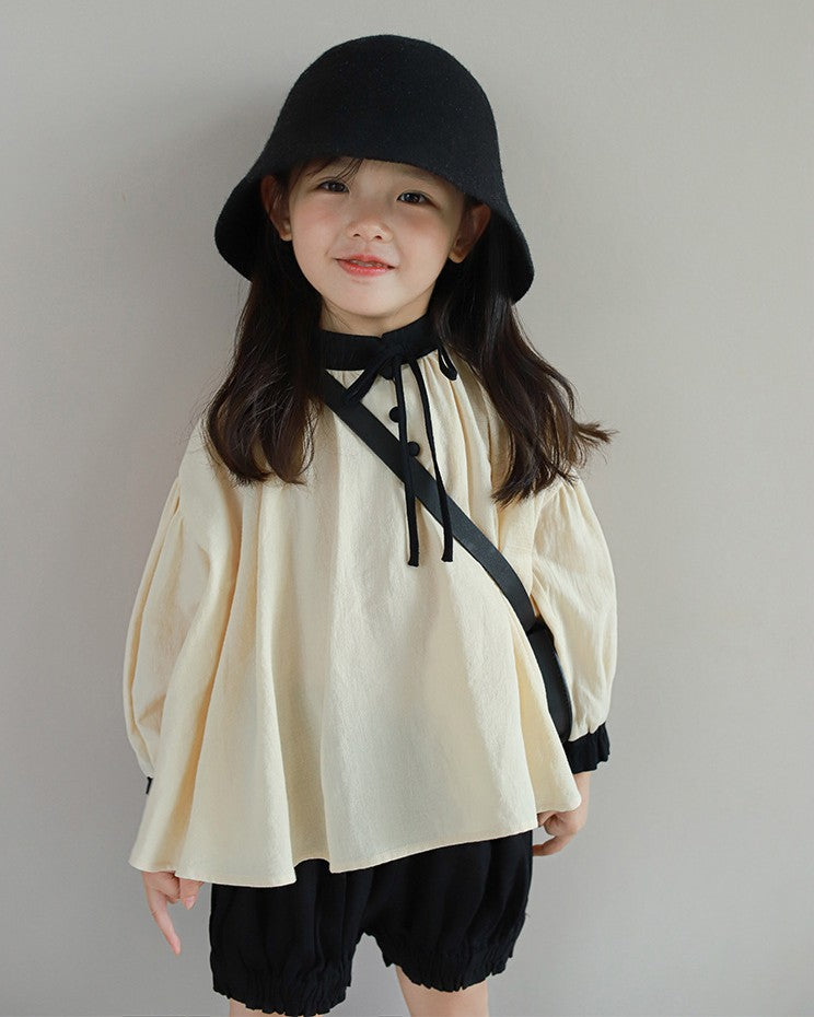 バイカラースモックブラウス
