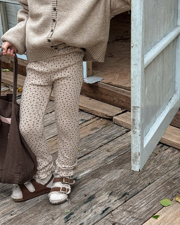 小花柄リブ裏起毛レギパン