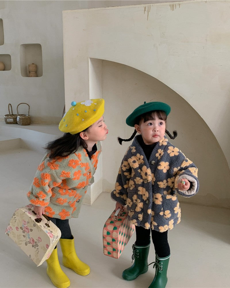 裏起毛フラワーボアV/Nジャケット