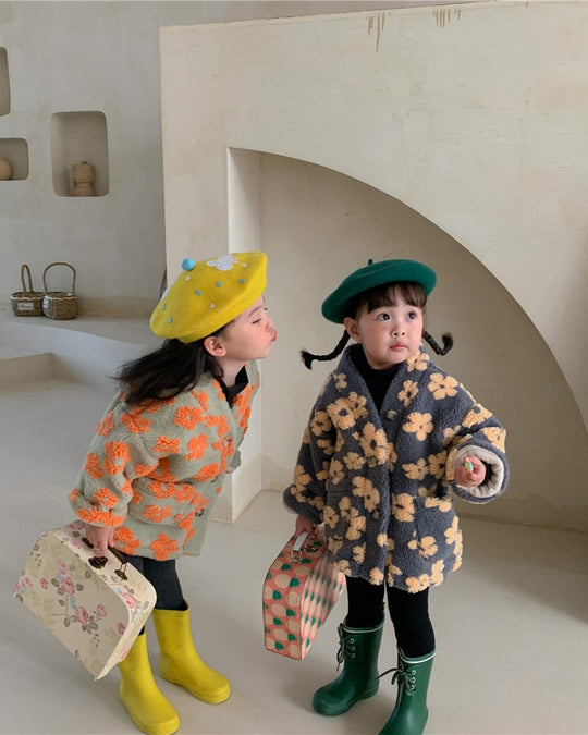 裏起毛フラワーボアV/Nジャケット