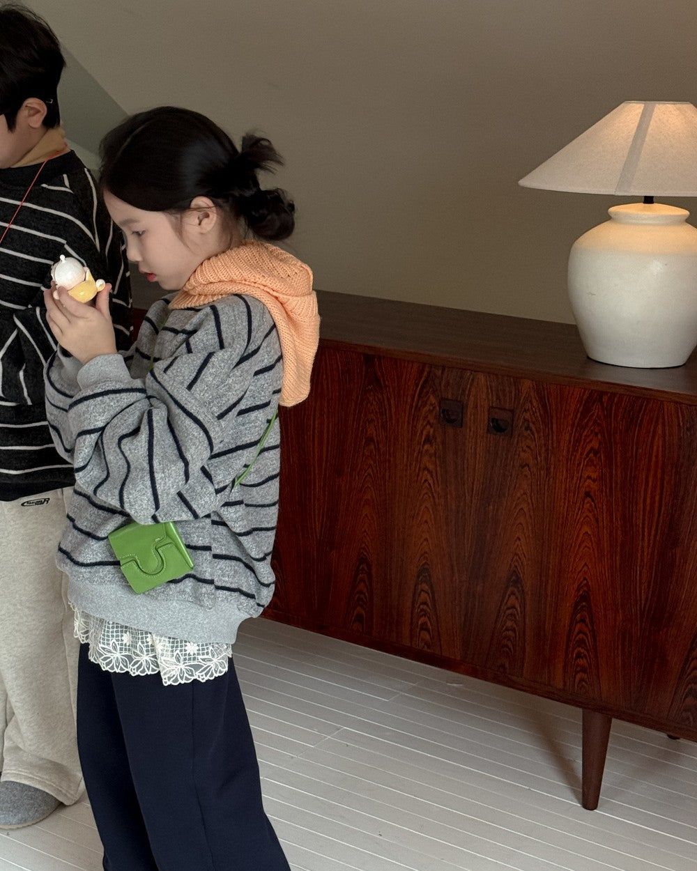 ボーダー裏起毛ニットスウェット