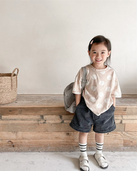 hem addショートデニムパンツ