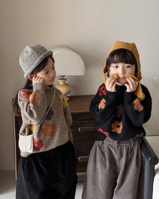 フラワージャガードニット