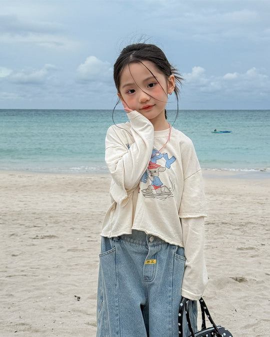 レイヤードショート丈プリントT