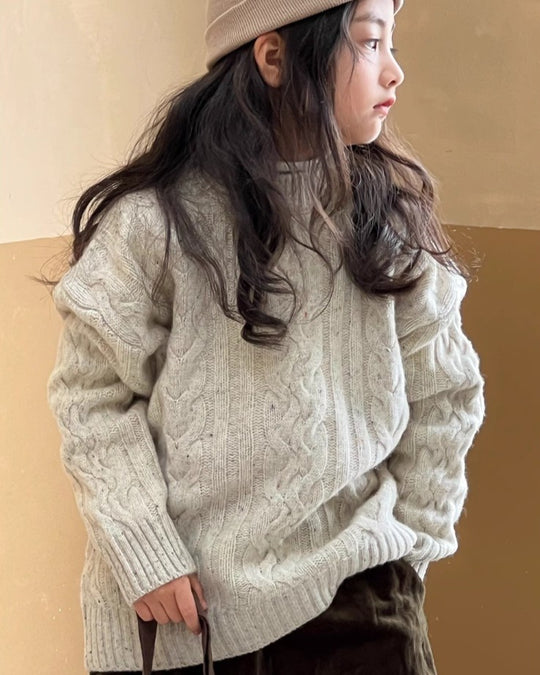 カラーネップケーブルニット.