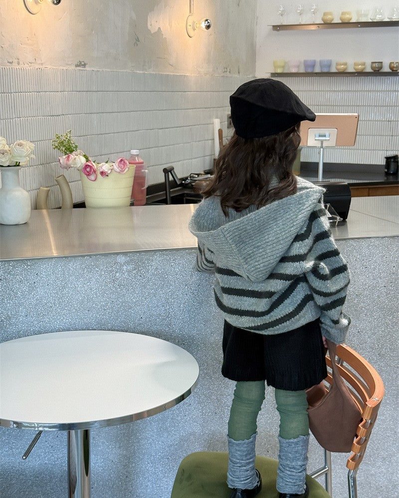 フーディーマフラー付ボーダーニット