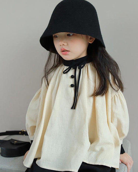 バイカラースモックブラウス