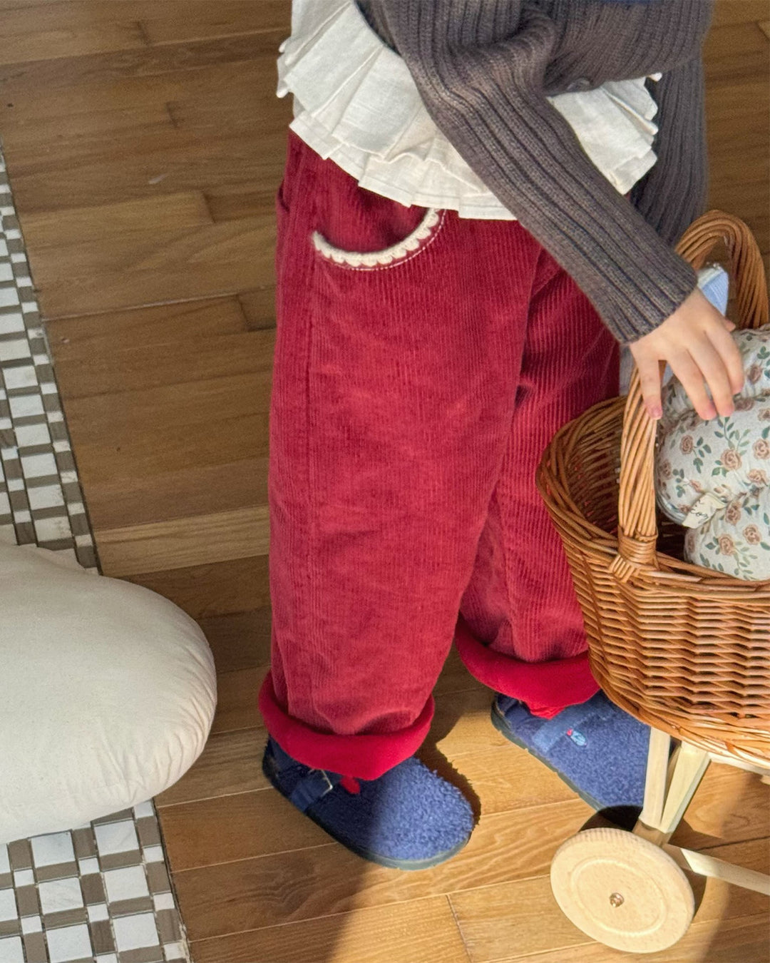 ステッチコーデュロイ裏起毛パンツ