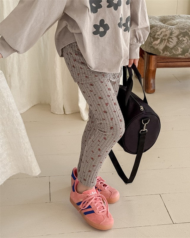 小花柄スカートリブパンツ