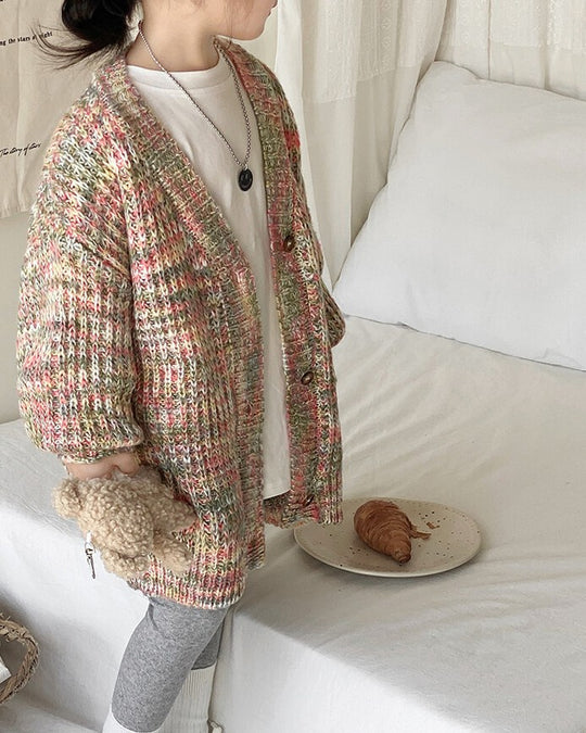 ミックスカラーニットカーディガン