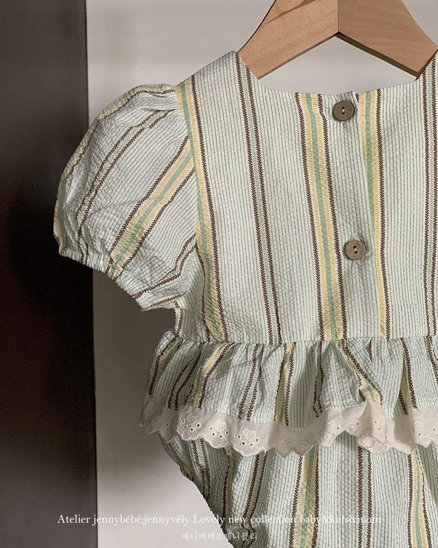 マルチストライプリンクルロンパース