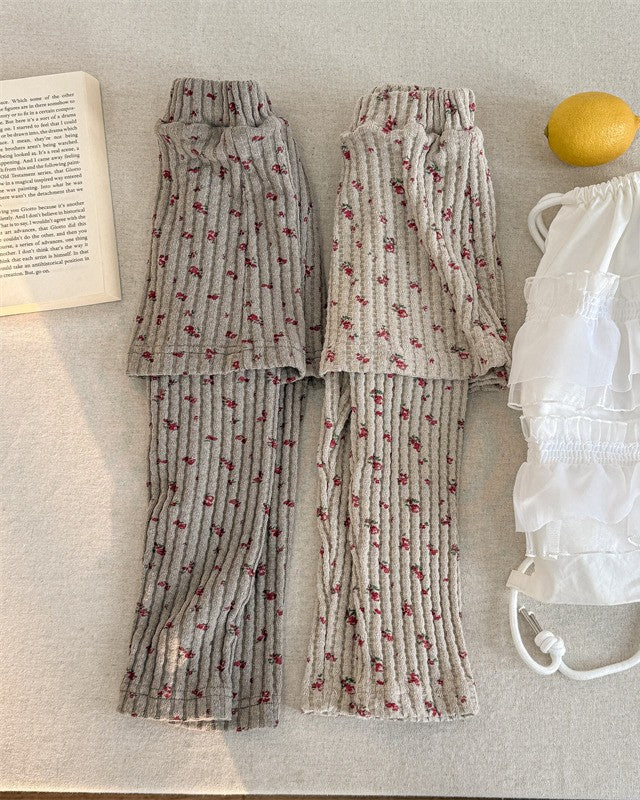 小花柄スカートリブパンツ