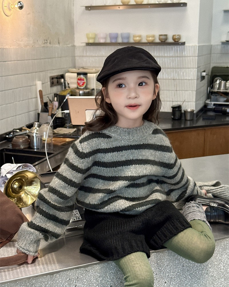 フーディーマフラー付ボーダーニット