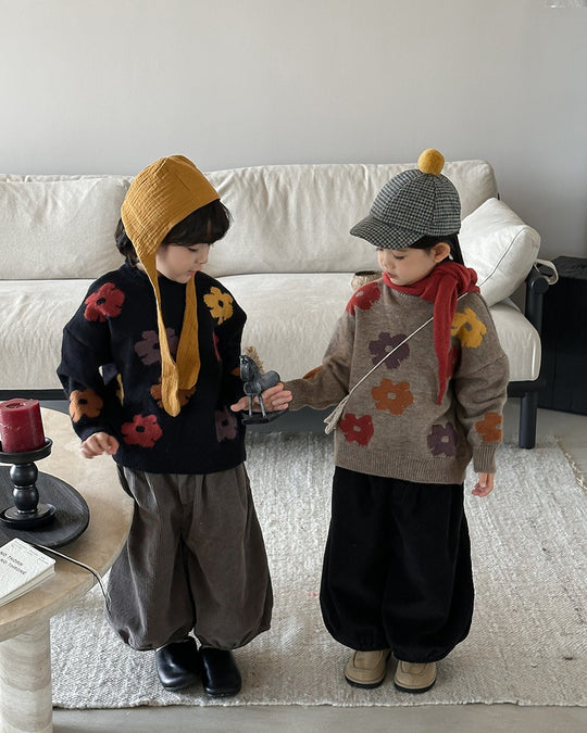 フラワージャガードニット