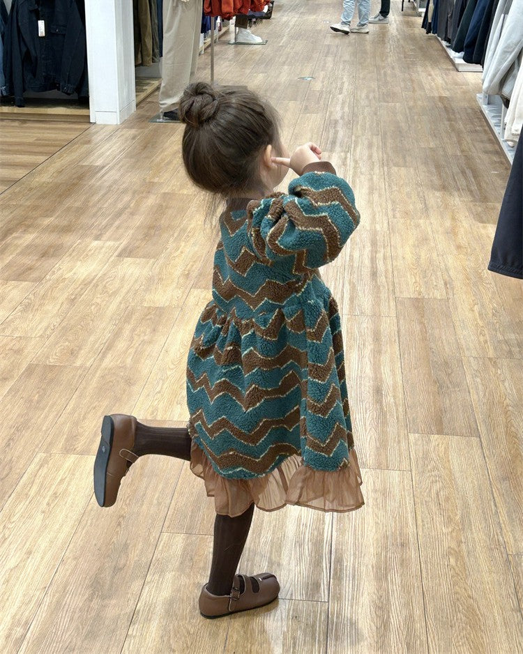 裏起毛ジグザグボアワンピース