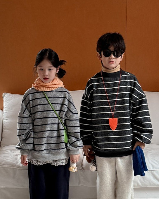 ボーダー裏起毛ニットスウェット