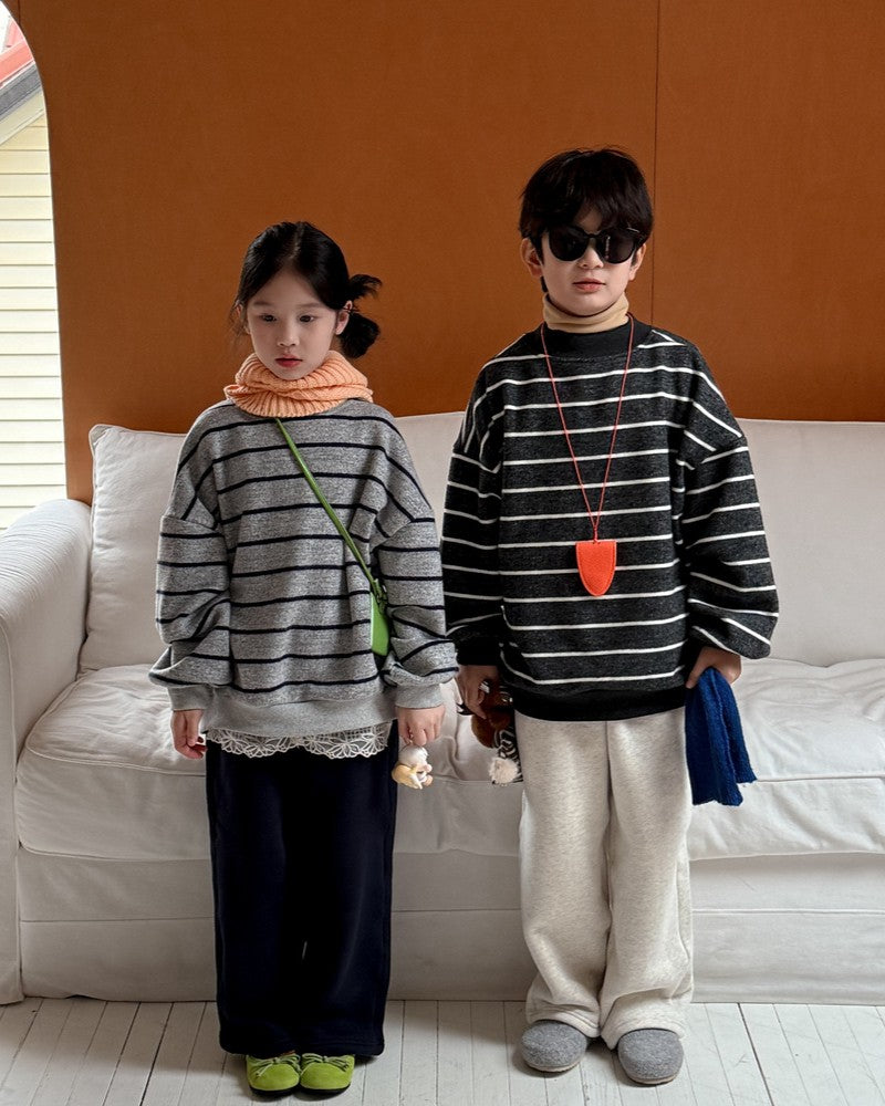 ボーダー裏起毛ニットスウェット