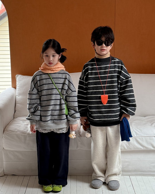 ボーダー裏起毛ニットスウェット