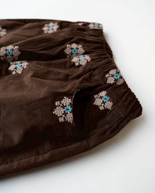 クロスステッチピンコーデュロイパンツ